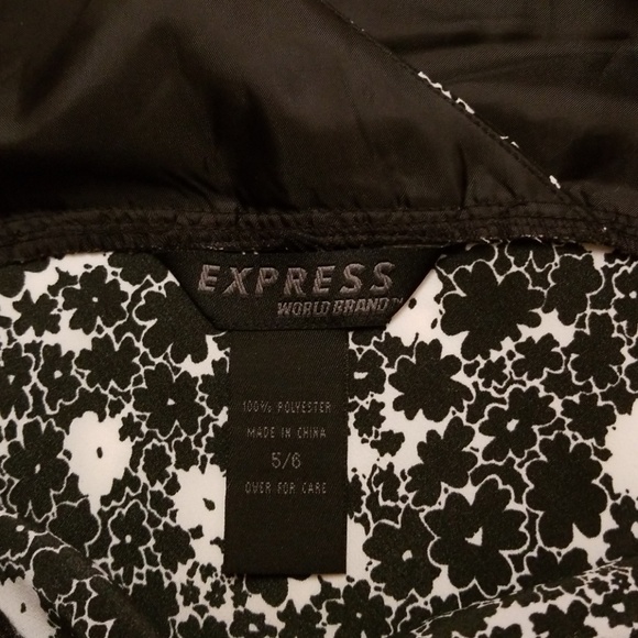 EXPRESS Black/White floral crepe dress sz 5/6 - Picture 5 of 7